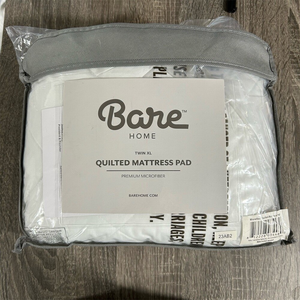 Bare Home Quilted Fitted Mattress Pad Twin XL White